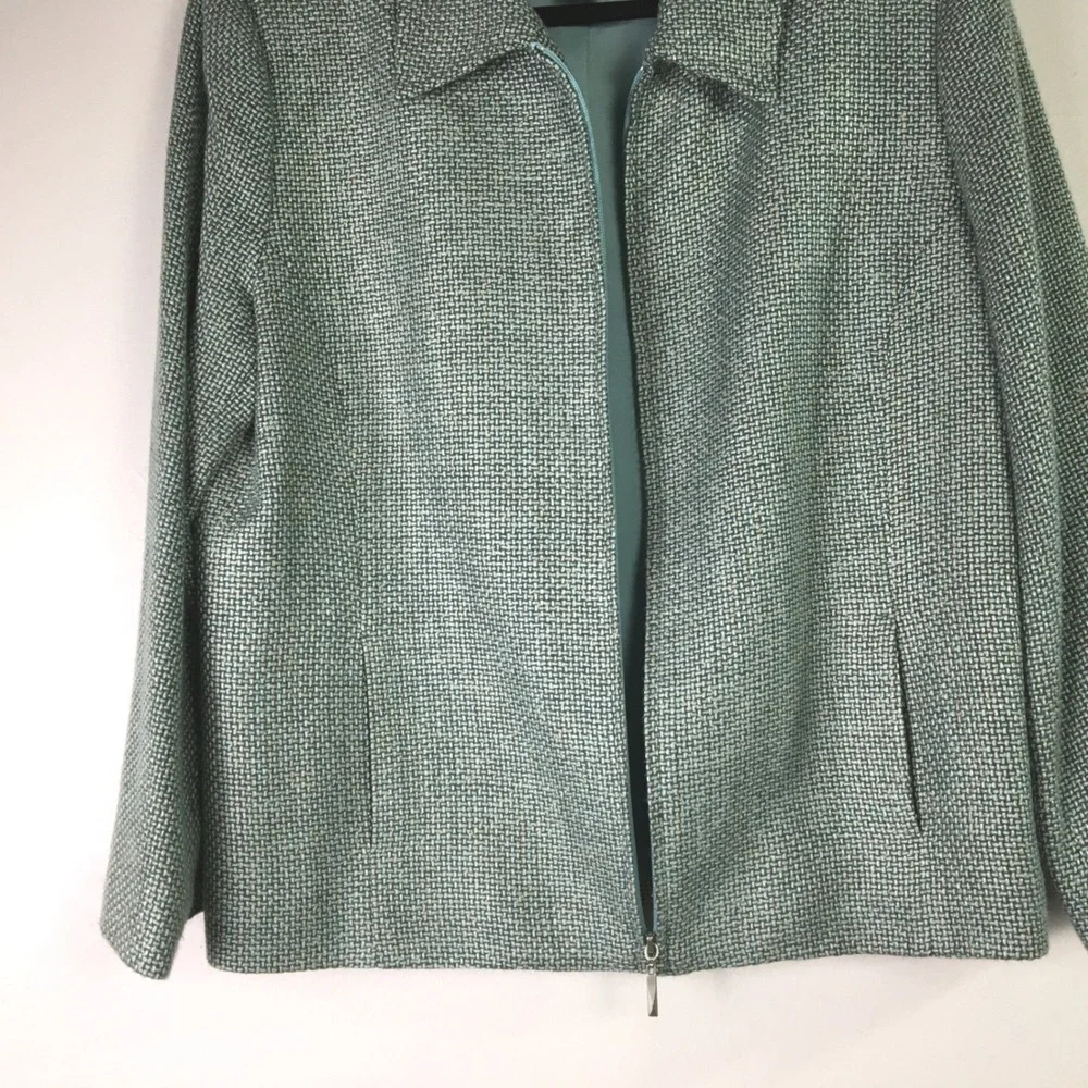 Drapers &‎ Damons Sage Green Basketweave Zip Front Jacket Size 16 2189JCM